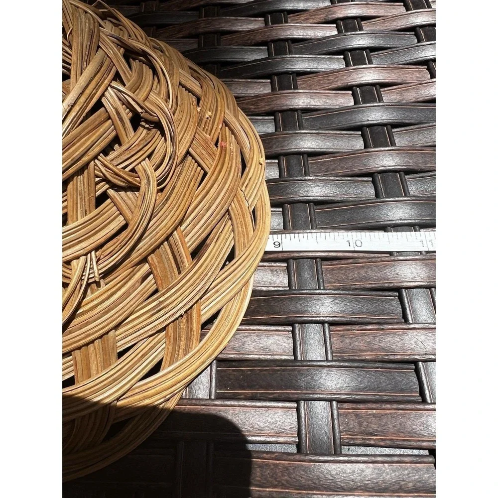 Vintage Wicker‎ Rattan Woven Slat Bowl Basket 9